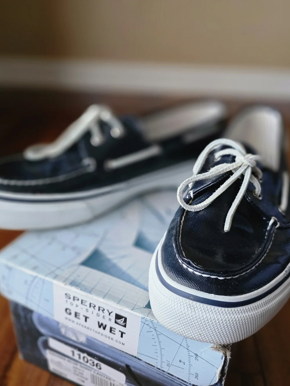 Sperry Top-Sider Bahama Blue Shiny Canvas Boat Shoes Mens 11M Sneaker Yacht Club